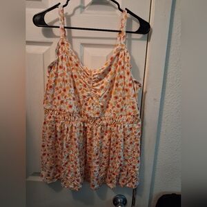 torrid Orange & Cream Floral Knit Top